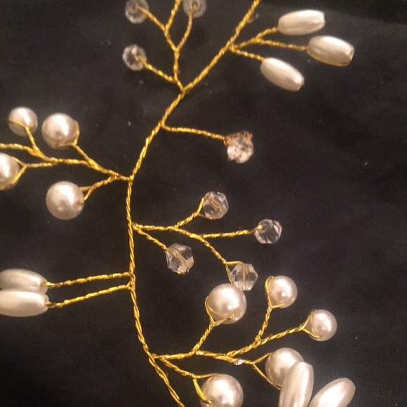 COPY - Hair garland 17” gold pearls beads and rhinestones - Picture 2 of 3